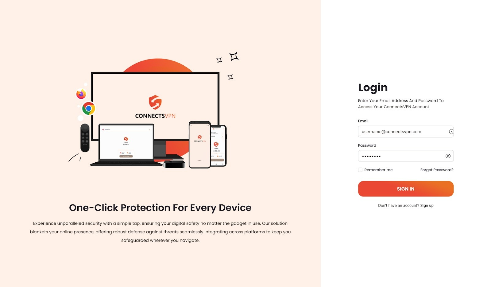 Member area login page